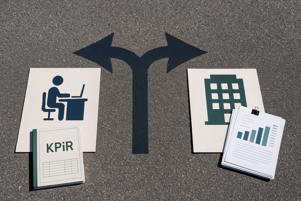 Porównanie księgowości w spółce z o.o. i jednoosobowej działalności na infografice